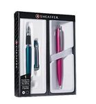 Sheaffer VFM Duo Fountain & Ballpoint Pen Gift Set, 0.44mm, Peacock Blue Barrels, Black Ink, Set Of 2