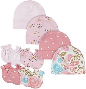 Gerber Baby Girls Cap and Mitten Sets 8pc Pink Floral 0-3 Months, 8pc Pink Floral, 0-3 Months