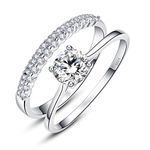 Bonlavie Engagement Ring Set 2PCS 925 Sterling Silver Wedding Bridal Ring Set for Ladies, Size Q