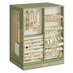 SONGMICS Jewelry Box 360° Rotating, Jewelry Storage Case with 5 Drawers, Laurel Green UJBC170C02