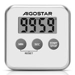 Aigostar Timer Digital Kitchen Timer with Large LCD Display, Multifunction Timer with Magnet, Stand and Hole, 3 in 1 Countdown Stopwatch, Alarm Clock Timer for Kitchen, Study, Training