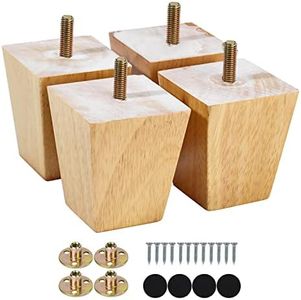 Maricome 3 Inch Furniture Legs Replacement Sofa Couch Feet Set of 4 Square Tapered Solid Wood Heavy Duty Support