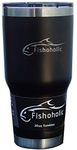 Fishoholic 30oz or 20oz Tumbler w Magnetic Slide Lid, Stainless Steel, Double Wall, Travel Coffee Cup Fishing Beer Mug for Hot & Cold Drinks (30oz Blk)