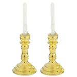 Dolls House Brass Candlesticks With Candles 1:12 Miniature Accessory