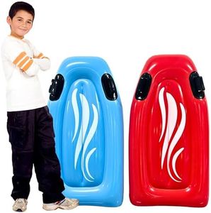 2 Pack Inflatable Boogie Boards for Beach - Inflatable Body Board with Handles for Water Slides for Kids & Adult, Blow Up Surfboard, Surf Floating Pool Float for Beach & Pool Floats by 4E's Novelty