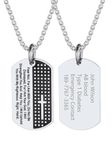 Stainless Steel Bible Cross Dog Tag Pendant Personalized Necklace for Men Military Religious Jewelry