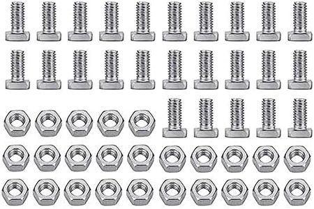 M5 Nuts and Bolts, Greenhouse Bolts and Nuts Sets, Hex Nuts and Square Head Bolts for Installing and Fixing Greenhouse, Household, Machenical Appliance (Pack of 50)