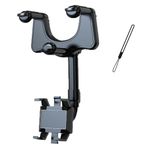 Ailsion Phone Holder, Ailsion Multifunctional 360 Rotatable Car Rearview Mirror Phone Holder, for iPhone for Samsung Holder for Car Mount Phone and GPS Holder, Anti-Shake Design Black (1PCS)