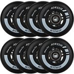 AOWESM Inline Skate Wheels 80mm 76mm 72mm 85a Outdoor Indoor Black Blue Red Roller Hockey Blades Replacement Wheels w/Bearings ABEC-9 and Floating Spacers (8-Pack) (Black, 80mm)