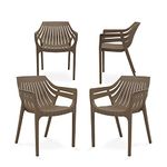 Oaknest Unboxing Furniture Supreme Spectrum Plastic Chair| Oversized Chair For Living Room/Garden And Bedroom Set| Weight Bearing Capacity 150 Kg| 6 Months Warranty* (Dark Beige)| Set Of 4 Piece