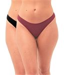 J.B.COLLECTION Women Cotton Low Rise Seamless Thong Panty Combo (BK MR) Pack of 2 (S, Black Maroon)