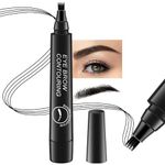 ZEYFLEEB 4 Point Eyebrow Pencil Black,Waterproof Microblading Eyebrow Pencil with a Micro-Fork Tip Applicator Creates 05# Black Fine Sketch Liquid Eye Brow Tattoo Tint Pen