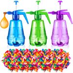 Junkin 3 Pcs Water Balloon Pump with 1000 Balloons, Water Balloon Filler 3 in 1 Air and Water Balloon Inflator Portable Filling Pumping Station for Summer Themed Parties Water Fight, Random Color