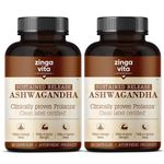 Zingavita Ayurveda Clinically Proven Ashwagandha Veg capsule, Sustained Release, Clean Label certified- Stress & Sleep support- Strength, Performance & Muscle Recovery, 100% Pure Root - Pack of 2