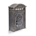 Relaxdays Antique Letterbox, 44.5 x 31 x 9.5 cm, English-Style Wall-Mount Mailbox, Cast Aluminum, for DIN A4 Letters, with Roof, Bronze