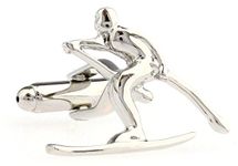 MRCUFF Ski Skier Snow Skiing Pair Cufflinks in a Presentation Gift Box & Polishing Cloth