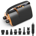 Accwork 20PSI Electric SUP Air Pump, Paddle Board Pump with Inflation & Deflation, Auto-Off, 12V DC Car Connector, 7 nozzles for Inflatable Sup Boards, Boats, Mattress