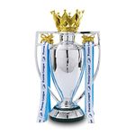 YYDSTES Football Barclays Cup Trophy Replica With Color Ribbon England League Champion Trophies Fans Home Decoration Commemorative Collection Display Ornaments Resin,16cm