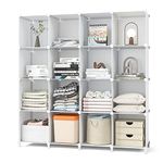 GIMTRR Closet Organizers, 16 Cubes Storage Shelf, Meuble de Rangement, Portable Closet Storage Shelves, Closet Organizers and Storage, Kids Bookcase Bookshelf for Bedroom, Office, White