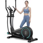 Dripex Cross Trainer, Ultra Quiet Magnetic Elliptical Machine For Home, 38CM Stride Elliptical Cross Trainer w/ 16 Levels Resistance, 8KG Flywheel, LCD Monitor, Pulse Sensors, Device Holder (Blue)