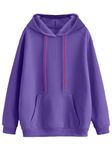 JUNEBERRY® Cotton Polly Fleece Regular Fit Purple Solid Hoodie for Women (JHD0423PLPL20_L)