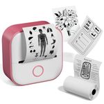 Memoqueen T02 Pocket Printer - Print Pod Mini Sticker Printer Portable Bluetooth Inkless Instant Photo Printer, Compatble with Phones & Taplates, Great for DIY, Study Notes, Journal, Fun, Work, Pink