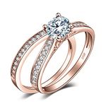 JewelryPalace 1ct Simulated Diamond Engagement Rings for Women, 14k White Gold Plated 925 Sterling Silver Promise Rings for her, Cubic Zirconia Anniversary Wedding Eternity Band Ring Set W