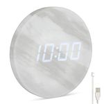 Leafre Minimalist LED Digital Wall Clock – USB Powered | Marble Style | 12/24 Hour, Night Mode, Silent Clock | Aesthetic Room Decor for Kitchen, Living Room, Bedroom, Classroom, Office (9 in)