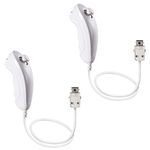 2 Pack miadore Wii Nunchuck Controller, Nunchuk Controller Replacement Compatible for Wii Wii U Console (White)