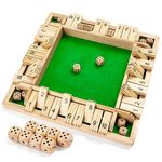 ROPODA Shut The Box Dice Game Wooden (2-4 Players) for Kids & Adults [4 Sided Large Wooden Board Game, 8 Dice + Shut The Box Rules] Amusing Game for Learning Addition, 12 inch