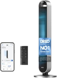 Dreo 42" Tower Fan with Remote – 12-Speed Bladeless Floor Fan, 120° Oscillation, Silent Timer for Bedroom, Home & Office