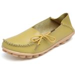 WUIWUIYU Womens Casual Slip-On Lace-up Halloween Costumes Penny Loafers Flats House Slippers Homes Shoes Moccasins Mustard Green Size 7