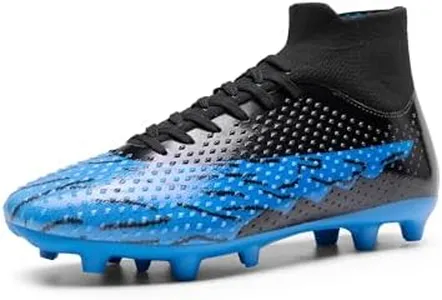 DREAM PAIRS Men's Soccer Cleats Lightweight Football Cleats Professional Training High-top Soccer Shoes,Size 13,Black/Royal Blue,SDSS2401M