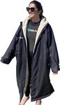 Optimum Drywrap Long Sleeve Dry Windproof, Waterproof, Oversized Poncho Coat - Swimming Surfing Water-Sports - Large Size, Black