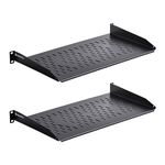 RackPath 1U Cantilever Universal Rack Shelf - 10in Deep – Rackmount Shelf for 19’’ AV/Network Equipment Racks – 55lbs Capacity - 2Pack