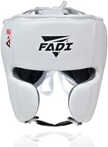 Fadi Sports Authentic Series A2 Boxing Headgear - Premium Leather Head Guard for Kids and Adults in MMA, Kickboxing, Muay Thai, Karate, Martial Arts, and Taekwondo (White, S/M)