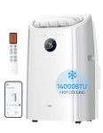 DREO Portable Air Conditioners, 14000 BTU ASHRAE (10,000 BTU DOE) Smart AC Unit for Room with Drainage-free Cooling, APP/Voice/Remote, Fan & Dehumidifier, Quiet Standing AC for Bedroom, AC516S New