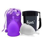 Menstrual Cup, Reusable Period Cup Made of Medical Silicone, Alternative to Tampons / Pads, Contains 2 Menstrual Cups (S and L), Washing Sterilizer Bottle and Cloth Bag