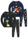 LOLPIP Boys Pyjamas Rocket Space Printed Sleepwear 100% Cotton Pajamas for Kids Long Sleeve 4 Pieces Set 7 Years PJs