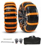 Snow Chains 10 Pcs Tire Chains Anti Slip Car Adjustable Universal Emergency Thickening Anti Skid Upgraded, Winter Driving Security Chains, Traction Ice Mud Chains for Tire Width 7.2-11.6" Orange