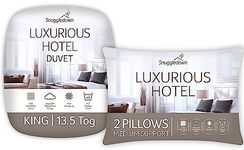 Snuggledown Luxurious Hotel King Size Duvet - 13.5 Tog Warm Winter Premium Quilt Ideal for Cold & Chilly Nights, 2 Pillows - Soft Touch Cover, Hypoallergenic, Machine Washable, Size (225cm x 220cm)