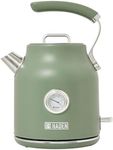 Haden Dorset 1.7 Liter Stainless Steel Electric Kettle, Hot Water Kettle with 360-Degree Base and Auto Shutoff, Cedar Green & Chrome