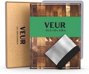VEUR Large Wooden Chopping Board - Cutting Boards, Mats & Sets, Acacia End Grain Chopping Board Set, Kitchen Set - Butchers Block, Cheese Board, Charcuterie Board (43.2 L x 33 W x 3.8 T)