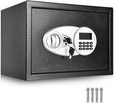 COSTWAY 15L Security Safe Box, 2-Layer Electronic Steel Cabinet Safe with Removable Shelf, Digital Keypad, Carpet, Alarm System & 2 Keys for Home Office Hotel