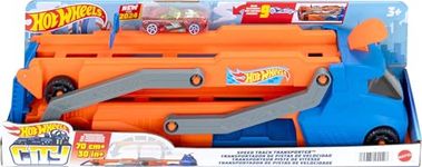 Hot Wheels 1:64 Scale Toy Car, a 76 cm long race track with a starter, space for up to 9 cars in scale 1:64, can be connected to other sets, HYT83