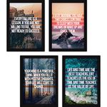 FATMUG Framed Wall Paintings Life Quotes For Office Decor and Home - Set of 4 With Glass - Dreams