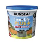 RONSEAL RSLFLPPS5L FLPPS5L Fence Life Plus+ Slate 5 Litre, 5 l (Pack of 1)