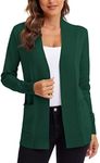 Urban CoCo Women's Lightweight Open Front Knit Cardigan Sweater Long Sleeve with Pocket, Dark Green, Small