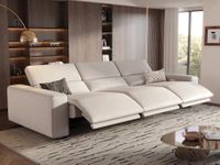 POVISON 109'' Oversized Wall Hugger 3 Seats Faux Leather Reclining Sofa, Zero Gravity Power Recliner Sofa with Power Headrest, Charging Ports, Recliner Couches for Living Room, RV, Beige