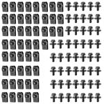 100 PCS 6MM Engine Under Cover Body Bolts & U-Nut Clips, Splash Shield Guard Body Bolts Bumper Fender Fastener Rivet Clips and Extruded U-Nuts, Black